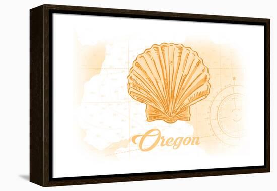 Oregon - Scallop Shell - Yellow - Coastal Icon-Lantern Press-Framed Stretched Canvas