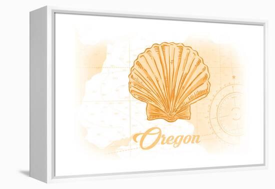 Oregon - Scallop Shell - Yellow - Coastal Icon-Lantern Press-Framed Stretched Canvas