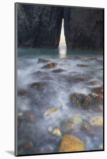 Oregon. Slow Shutter Speed, Ocean Spray over Lichen Covered Rocks at Arch, Harris Beach State Park-Judith Zimmerman-Mounted Photographic Print