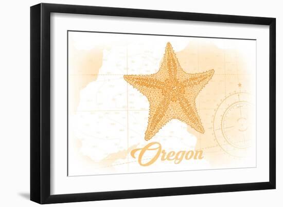 Oregon - Starfish - Yellow - Coastal Icon-Lantern Press-Framed Art Print