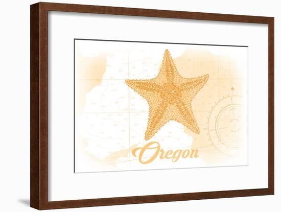Oregon - Starfish - Yellow - Coastal Icon-Lantern Press-Framed Art Print