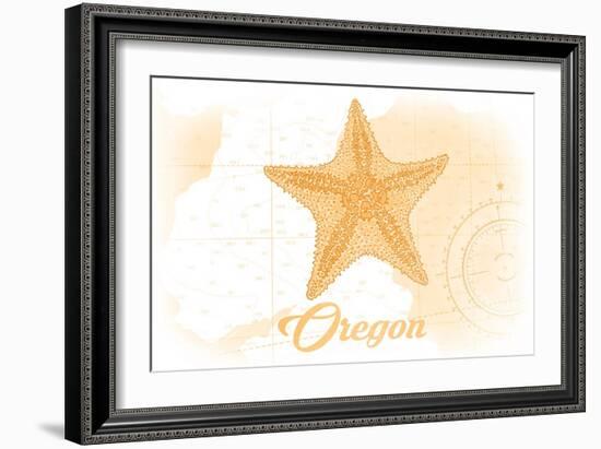 Oregon - Starfish - Yellow - Coastal Icon-Lantern Press-Framed Art Print