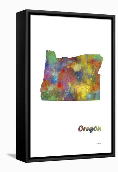 Oregon State Map 1-Marlene Watson-Framed Premier Image Canvas