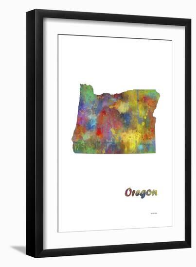 Oregon State Map 1-Marlene Watson-Framed Giclee Print