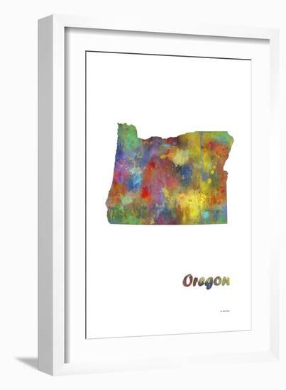 Oregon State Map 1-Marlene Watson-Framed Giclee Print