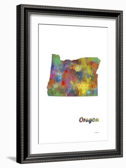 Oregon State Map 1-Marlene Watson-Framed Giclee Print