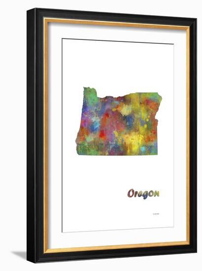 Oregon State Map 1-Marlene Watson-Framed Giclee Print