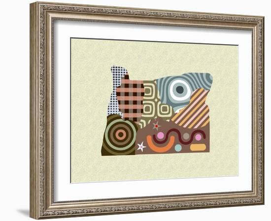 Oregon State Map-Lanre Adefioye-Framed Giclee Print