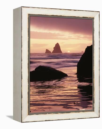 Oregon, Sunset over Sea Stacks at Meyers Creek Beach-Christopher Talbot Frank-Framed Premier Image Canvas