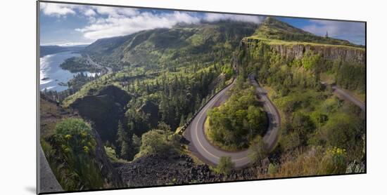 Oregon. Twisting, curving Historic Columbia River Highway (Hwy 30) below the Rowena Plateau-Gary Luhm-Mounted Photographic Print