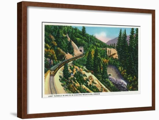 Oregon - View of No. 14 and 15 Train Tunnels in the Siskiyou Mountains, c.1936-Lantern Press-Framed Art Print