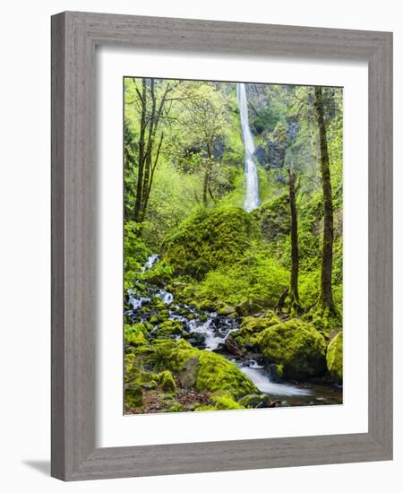 Oregon, Wahkeena Falls. Located Along I-84, the Columbia River Gorge-Richard Duval-Framed Photographic Print