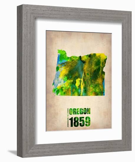 Oregon Watercolor Map-NaxArt-Framed Art Print