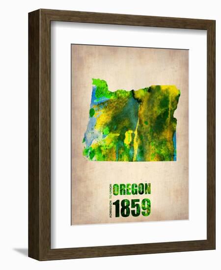 Oregon Watercolor Map-NaxArt-Framed Art Print