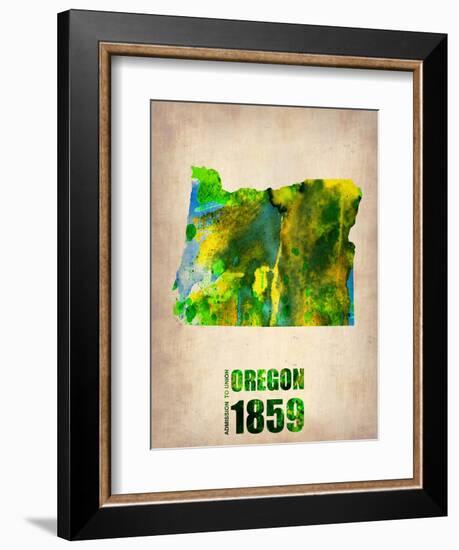 Oregon Watercolor Map-NaxArt-Framed Art Print