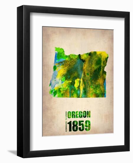 Oregon Watercolor Map-NaxArt-Framed Art Print