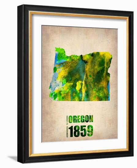 Oregon Watercolor Map-NaxArt-Framed Art Print