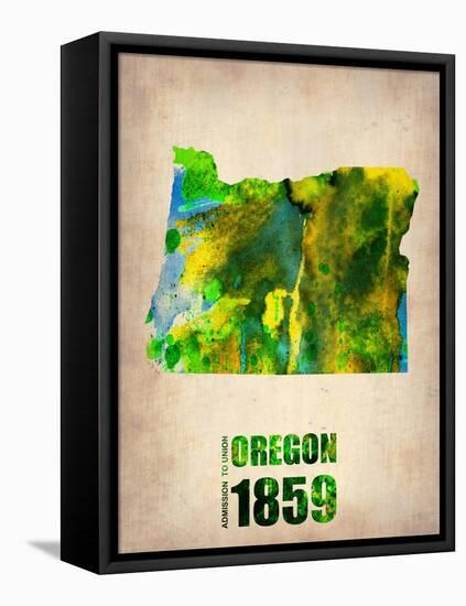 Oregon Watercolor Map-NaxArt-Framed Stretched Canvas