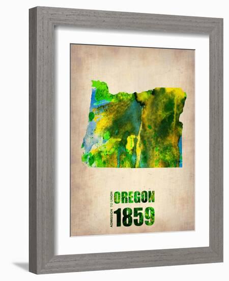 Oregon Watercolor Map-NaxArt-Framed Art Print