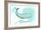 Oregon - Whale - Teal - Coastal Icon-Lantern Press-Framed Art Print