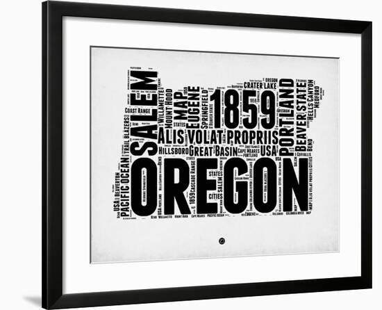 Oregon Word Cloud 1-NaxArt-Framed Art Print