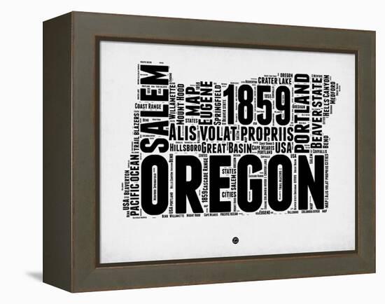 Oregon Word Cloud 1-NaxArt-Framed Stretched Canvas