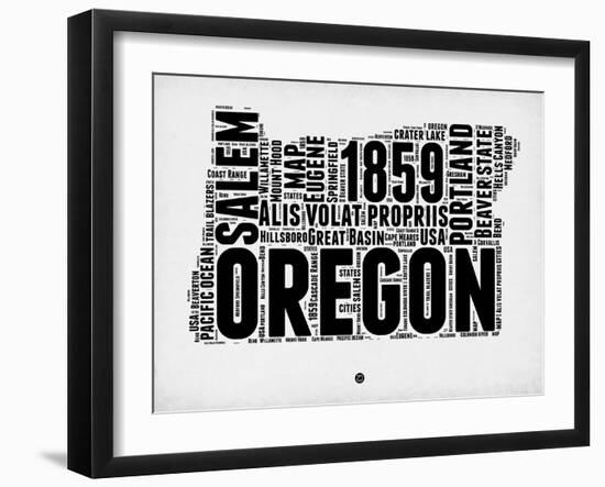 Oregon Word Cloud 1-NaxArt-Framed Art Print