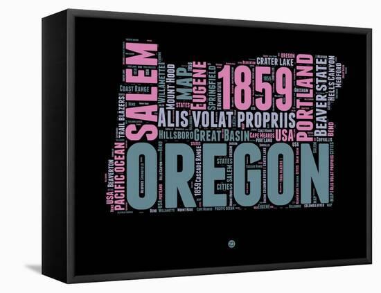 Oregon Word Cloud 2-NaxArt-Framed Stretched Canvas