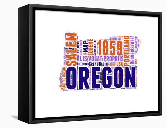 Oregon Word Cloud Map-NaxArt-Framed Stretched Canvas