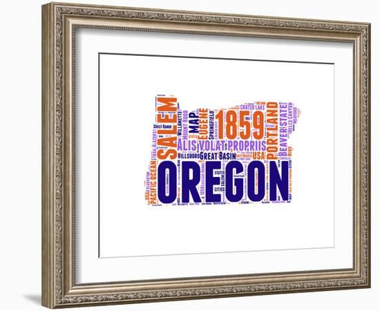 Oregon Word Cloud Map-NaxArt-Framed Art Print