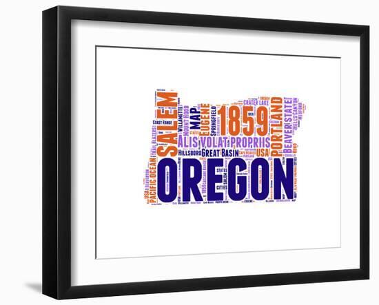 Oregon Word Cloud Map-NaxArt-Framed Art Print