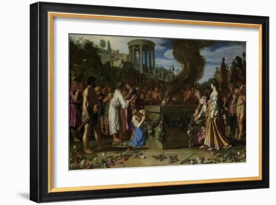 Orestes and Pylades Disputing at the Altar-Pieter Lastman-Framed Art Print