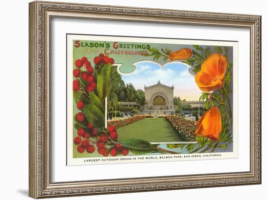 Organ Pavilion, San Diego, Season's Greetings-null-Framed Art Print