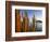 Organ pipe cactus (Cereus thurberi) on seashore and Isla del Carmen at dawn, Loreto, Baja Califo...-Panoramic Images-Framed Photographic Print