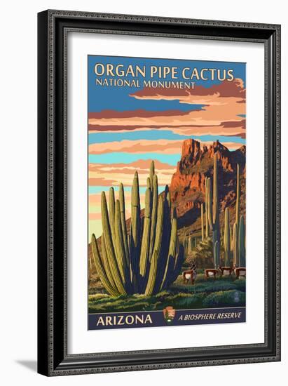 Organ Pipe Cactus National Monument, Arizona-Lantern Press-Framed Premium Giclee Print