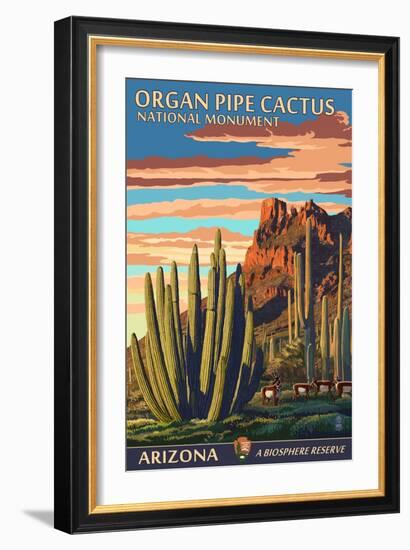 Organ Pipe Cactus National Monument, Arizona-Lantern Press-Framed Premium Giclee Print