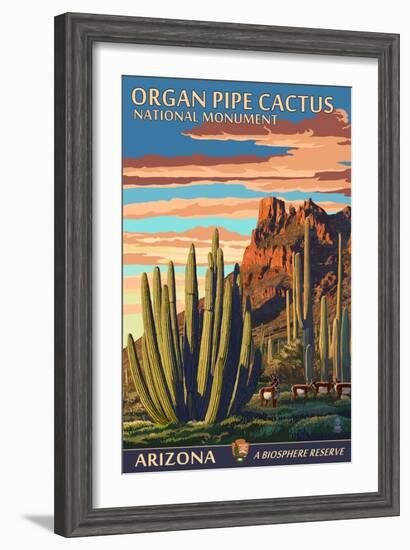 Organ Pipe Cactus National Monument, Arizona-Lantern Press-Framed Art Print