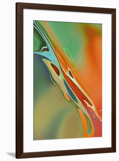 Organic Abstract Orange And Olive Green-Cora Niele-Framed Giclee Print