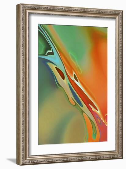 Organic Abstract Orange And Olive Green-Cora Niele-Framed Giclee Print