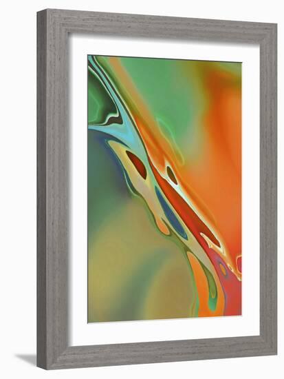 Organic Abstract Orange And Olive Green-Cora Niele-Framed Giclee Print