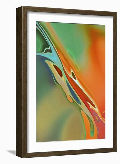 Organic Abstract Orange And Olive Green-Cora Niele-Framed Giclee Print