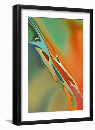Organic Abstract Orange And Olive Green-Cora Niele-Framed Giclee Print