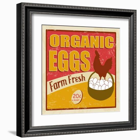 Organic Eggs Vintage Poster-radubalint-Framed Art Print