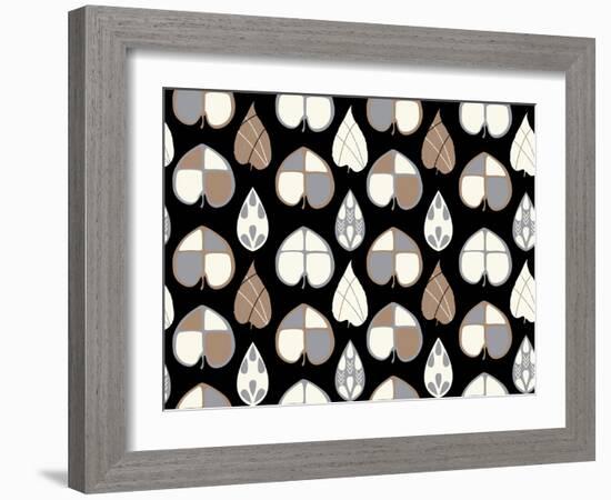 Organic Leaves Blk-Joanne Paynter Design-Framed Giclee Print