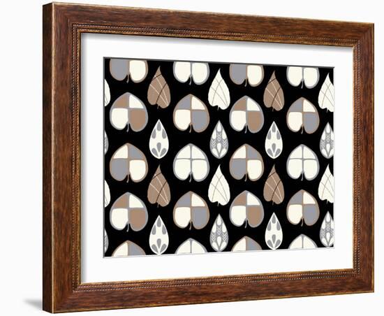 Organic Leaves Blk-Joanne Paynter Design-Framed Giclee Print