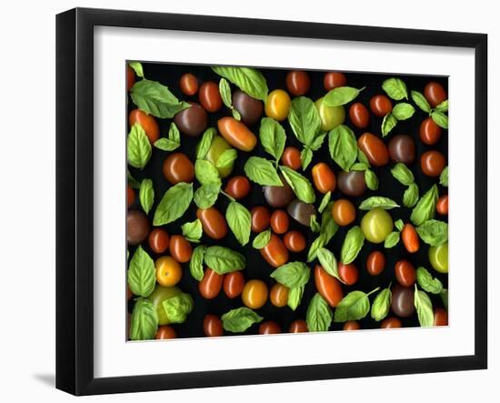 Organic Tomatoes and Basil Isolated-Christian Slanec-Framed Photographic Print