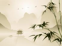 Oriental Style Painting, Bamboo in Tranquil Scene-ori-artiste-Photographic Print