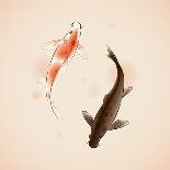 Yin Yang Koi Fishes In Oriental Style Painting-ori-artiste-Art Print