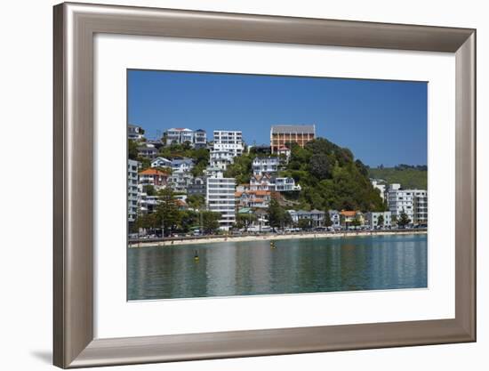 Oriental Bay, and Monastery of St Gerard, Wellington, North Island, New Zealand-David Wall-Framed Photographic Print