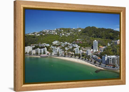 Oriental Bay, and Mt Victoria, Wellington, North Island, New Zealand-David Wall-Framed Premier Image Canvas